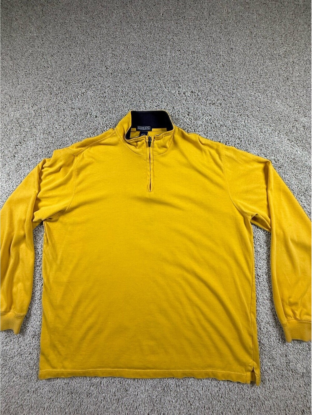 Lands' End Men's Quarter-Zip Knit Pullover, Yellow, Size XL